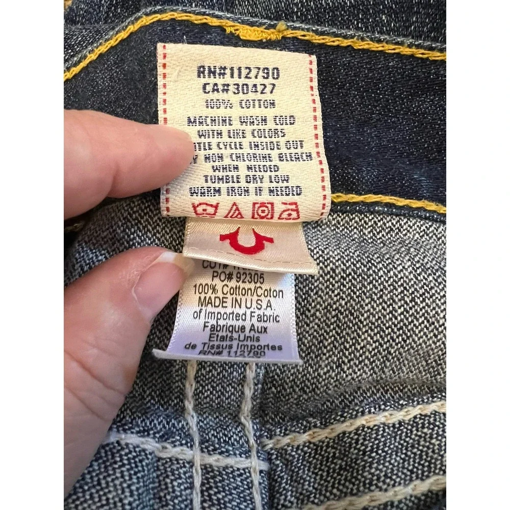 True Religion Jeans Mens 33 Ricky Straight VINTAGE Shallowmaker Skull MAD859F83